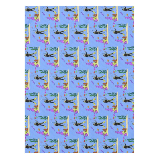 Funny scuba-duiker en cartoon van zee tafelkleed (Voorkant)