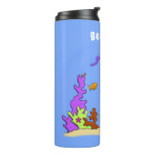 Funny scuba-duiker en cartoon van zee thermosbeker (Gedraaid links)