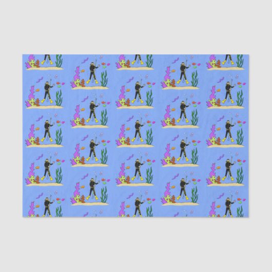 Funny scuba-duiker en cartoon van zee tissuepapier (Voorkant)