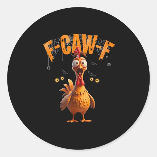 Funny Sder Web Chicken F-caw-f Ronde Sticker (Voorkant)
