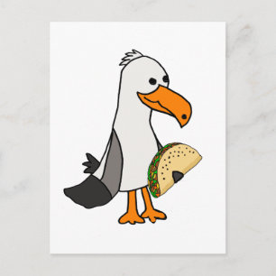 Funny Seagull Bird eet Taco Cartoon Briefkaart