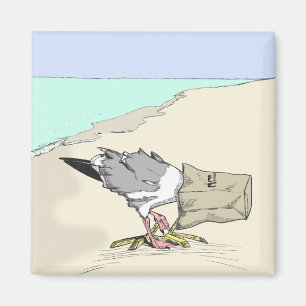 Funny Seagull Fast Food Refkoelkast Magnet Magneet