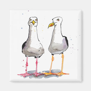 Funny seagull ink tekening — komische zeegarens magneet