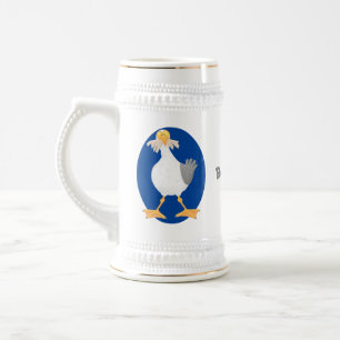 Funny seagull met Franse frieten cartoon Bierpul