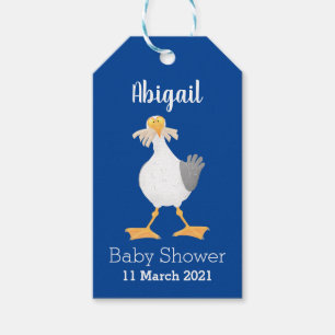 Funny seagull met Franse frieten cartoon Cadeaulabel