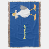 Funny seagull met Franse frieten cartoon Deken (Voorkant Verticaal)