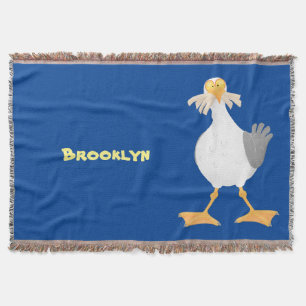 Funny seagull met Franse frieten cartoon Deken