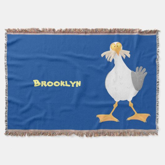 Funny seagull met Franse frieten cartoon Deken (Voorkant)