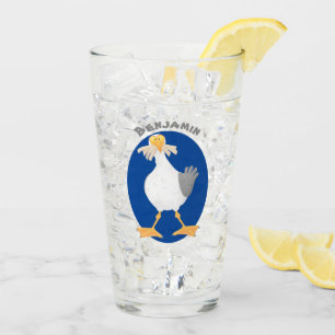 Funny seagull met Franse frieten cartoon Glas