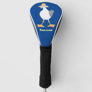 Funny seagull met Franse frieten cartoon Golfheadcover