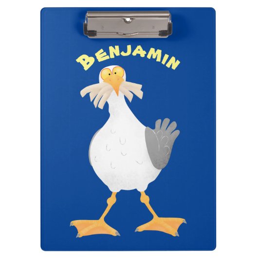 Funny seagull met Franse frieten cartoon Klembord (Voorkant)