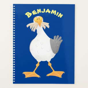 Funny seagull met Franse frieten cartoon Planner