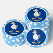 Funny seagull met Franse frieten cartoon Poker Chips (Opstapeling)