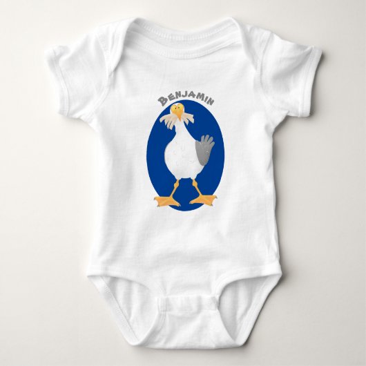 Funny seagull met Franse frieten cartoon Romper (Voorkant)