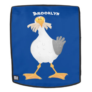 Funny seagull met Franse frieten cartoon Rugtassen