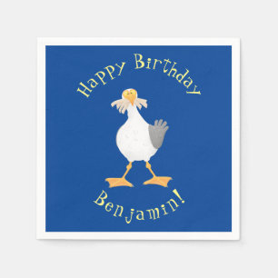 Funny seagull met Franse frieten cartoon Servet