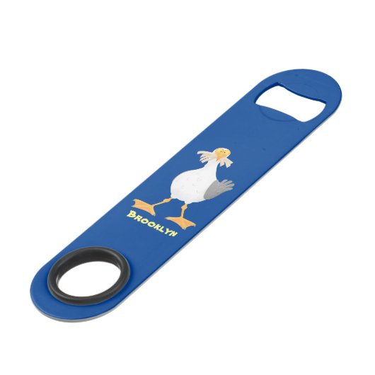 Funny seagull met Franse frieten cartoon Speed Flessenopener (Achterkant Gekanteld)
