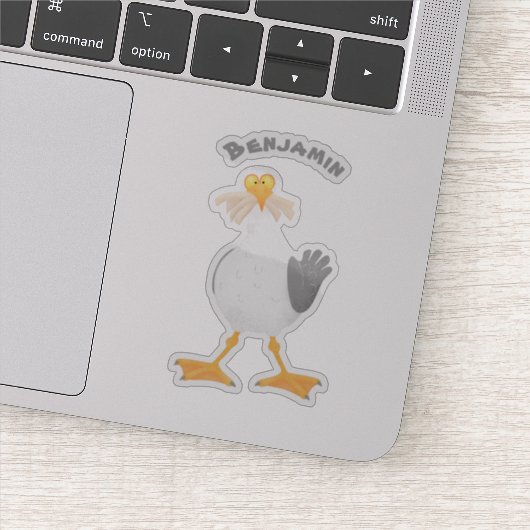 Funny seagull met Franse frieten cartoon Sticker (Detail)