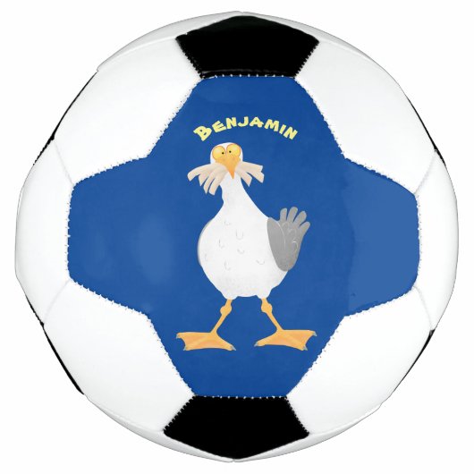 Funny seagull met Franse frieten cartoon Voetbal (Voorkant)