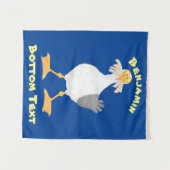 Funny seagull met Franse frieten cartoon Wandkleed (Voorkant (horizontaal))