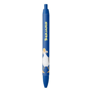 Funny seagull met Franse frieten cartoon Zwarte Inkt Pen