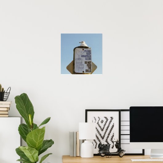 Funny Seagull Poster Print (Thuiskantoor)