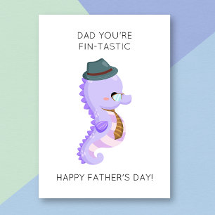 Funny Seahorse Pun carte de Fête des pères