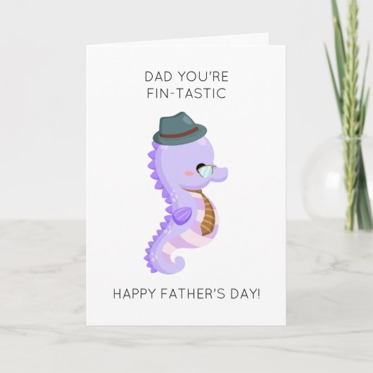 Funny Seahorse Pun Vaderdag Kaart (Voorkant)