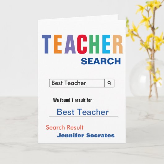 Funny Search Best Teacher Kaart (Gele Bloem)