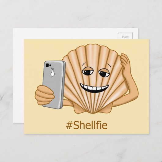 Funny Seashell die het Selfie-systeem van de mobie Briefkaart (Voorkant / Achterkant)