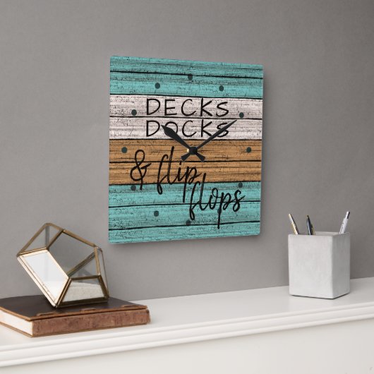 Funny Seaside Beachy Summer Quote Art Vierkante Klok (Kantoor)