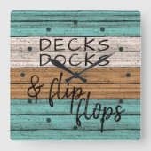 Funny Seaside Beachy Summer Quote Art Vierkante Klok (Voorkant)