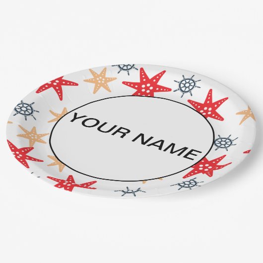 Funny Seastars and Steerwheels Pattern Papieren Bordje (Gekanteld)