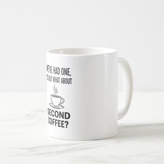 Funny Second Coffee Quote Minimal Line Art Mug (Devant droit)