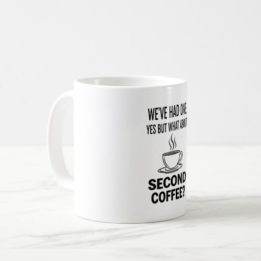 Funny Second Coffee Quote Minimal Line Art Mug (Devant gauche)