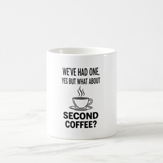Funny Second Coffee Quote Minimal Line Art Mug (Centre)
