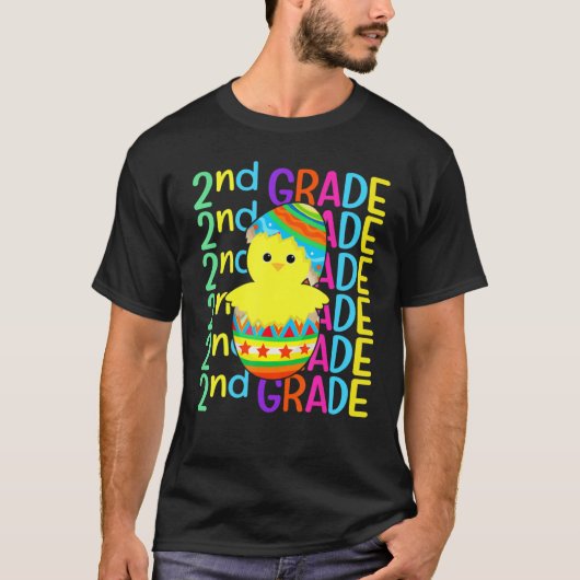 Funny Second Grade Chicken Crack The Egg Easter Da T-shirt (Voorkant)