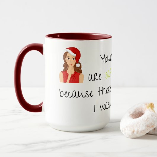 Funny Secret Père Noël cadeau - Mug (Avec donut)