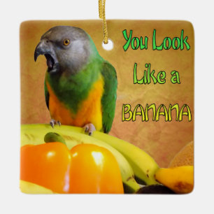 Funny Senegal Parrot Banana Keramisch Ornament