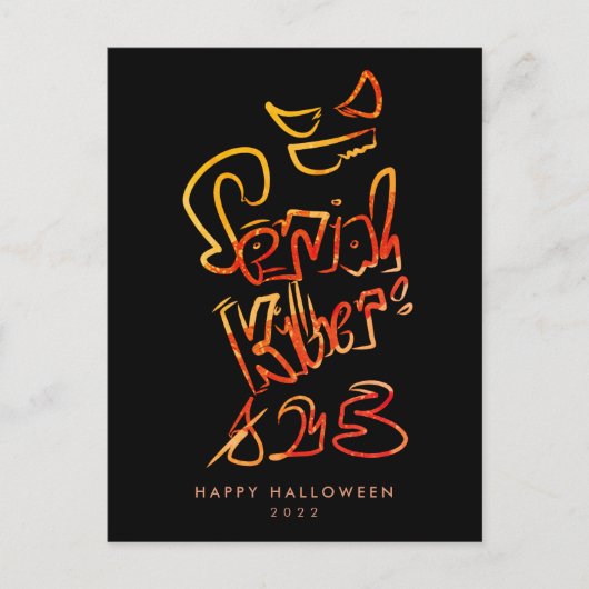 Funny Serial Killer Typography Spooky Pumbkin Briefkaart (Voorkant)