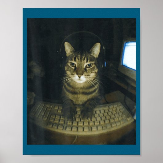 Funny Serious Gamer Cat Lovers Stud Kitty Cat Meme Poster (Voorkant)
