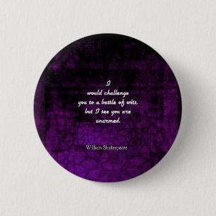 Funny Shakespeare Insult Quotation Elizabeth Ronde Button 5,7 Cm