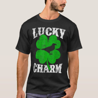 Funny Shamrock Leaf Lucky Charm Raven Bird St Patr T-shirt
