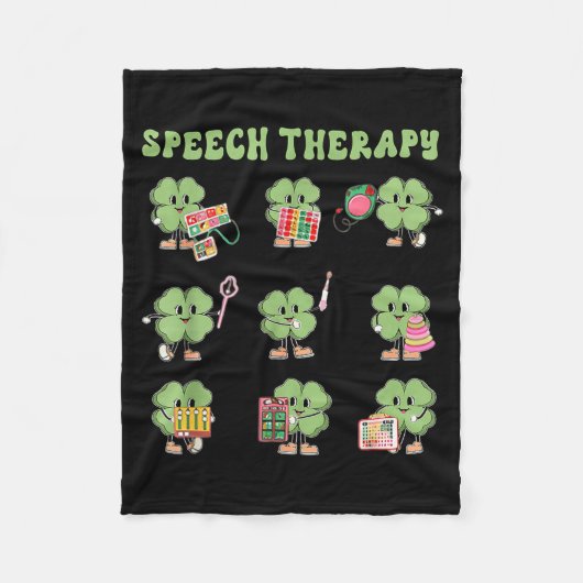 Funny Shamrock Speech Therapy St Patrick's Day Slp Fleece Deken (Voorkant)