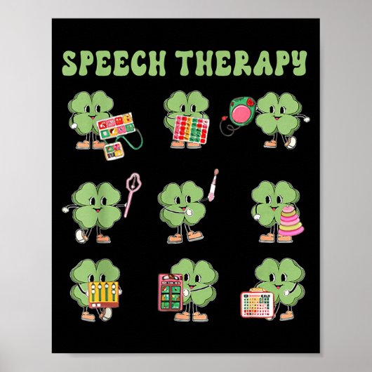 Funny Shamrock Speech Therapy St Patrick's Day Slp Poster (Voorkant)