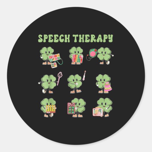 Funny Shamrock Speech Therapy St Patrick's Day Slp Ronde Sticker (Voorkant)