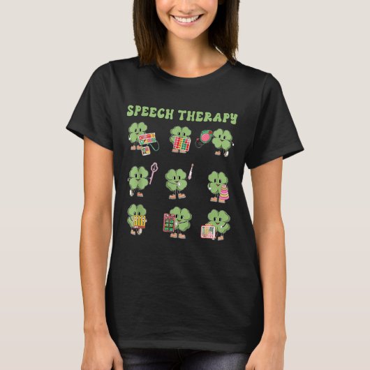 Funny Shamrock Speech Therapy St Patrick's Day Slp T-shirt (Voorkant)