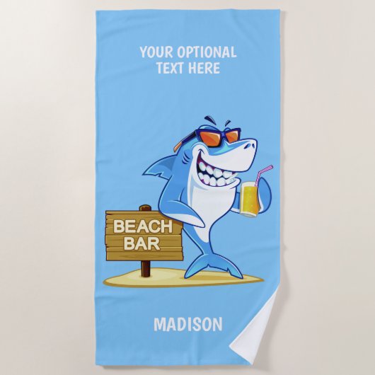Funny Shark aangepaste badhanddoek (Voorkant)