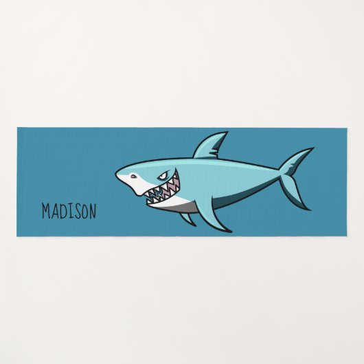Funny Shark, aangepaste naam yoga mat (Voorkant (horizontaal))