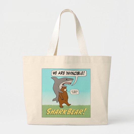 Funny Shark and Beer Invincible Canvas tas (Voorkant)